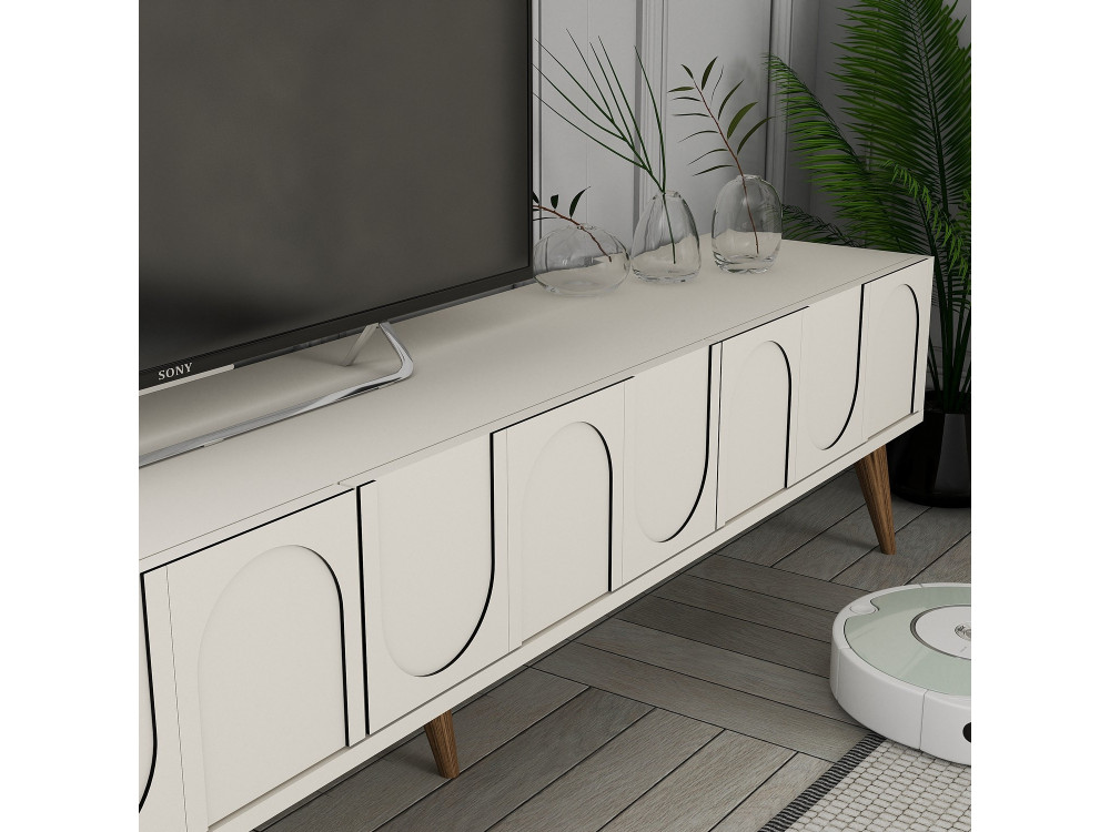 Soporte de TV de madera "Lyon" - 180 x 35 x 44 cm - CrèmeNoix