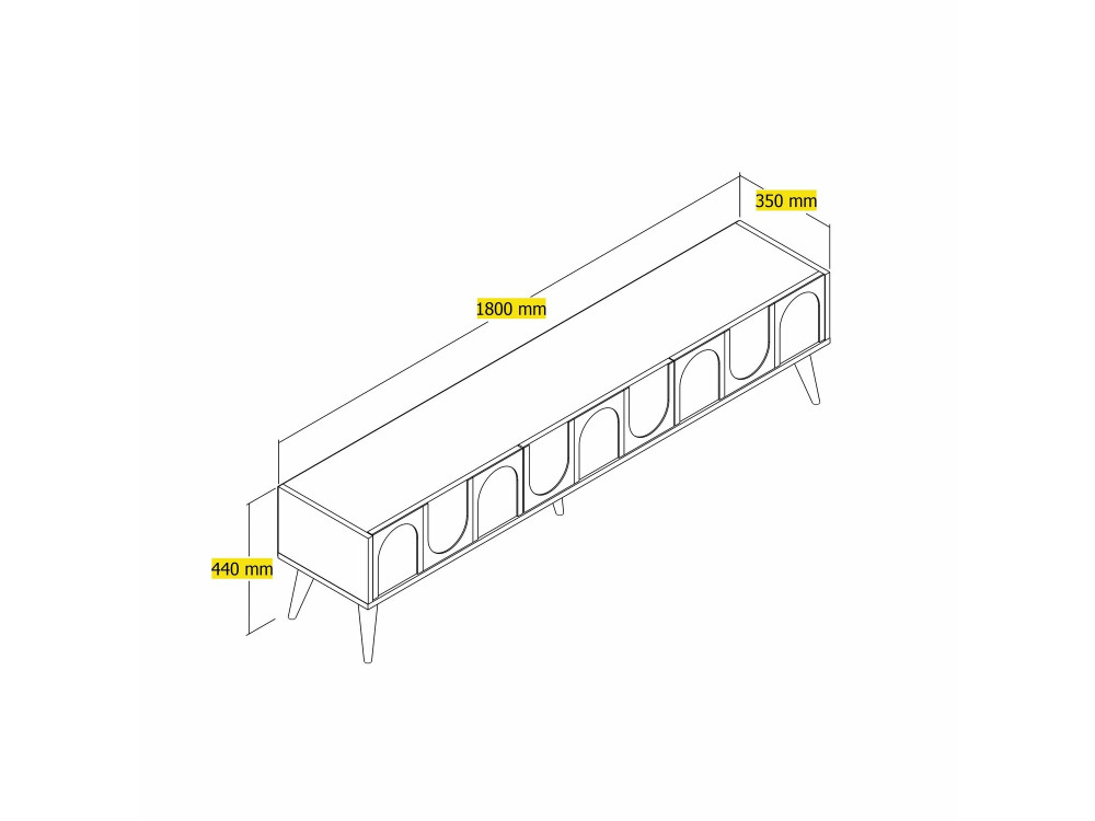 Soporte de TV de madera "Lyon" - 180 x 35 x 44 cm - CrèmeNoix