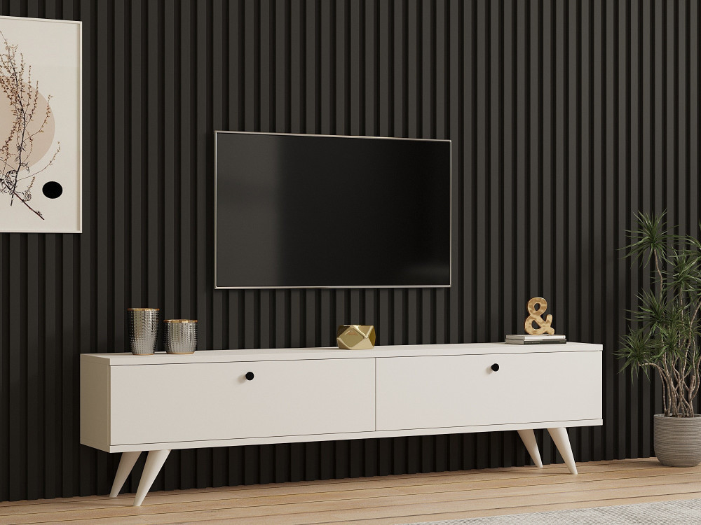 Soporte de TV de madera "Paris" - 160 x 25 x 40 cm - Blanco