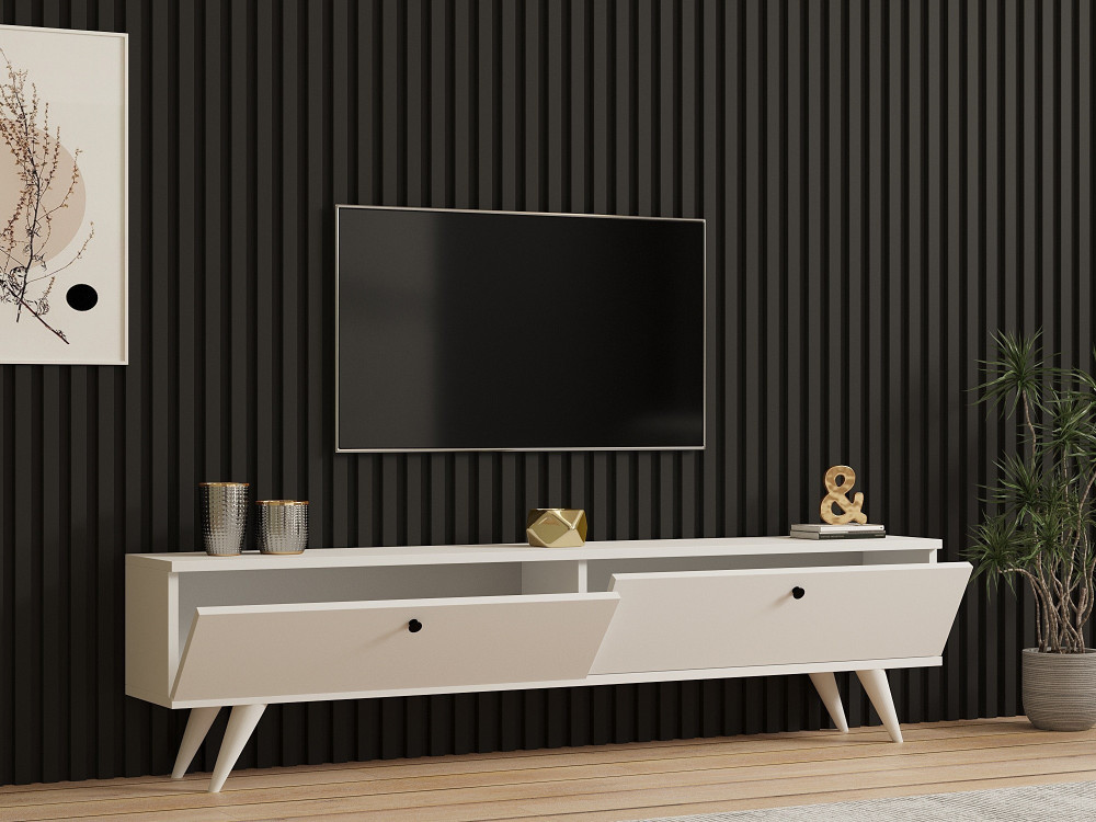 Soporte de TV de madera "Paris" - 160 x 25 x 40 cm - Blanco