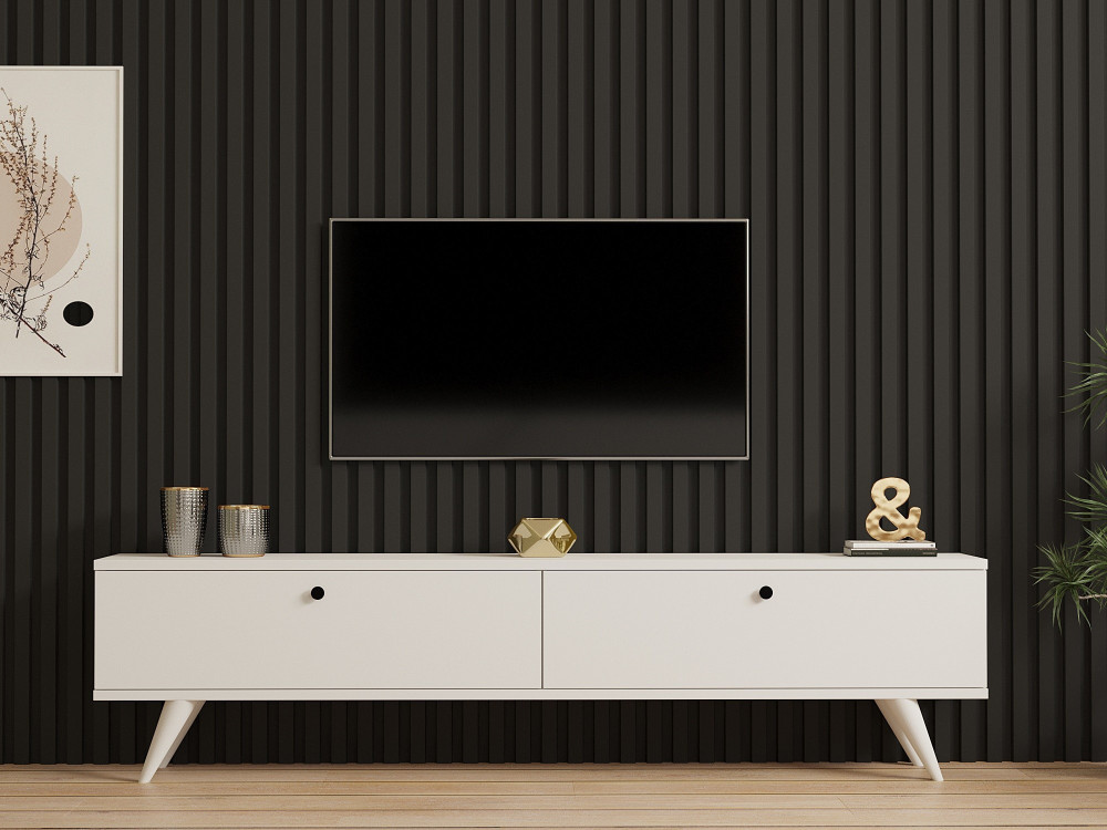 Soporte de TV de madera "Paris" - 160 x 25 x 40 cm - Blanco