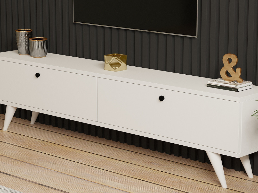 Soporte de TV de madera "Paris" - 160 x 25 x 40 cm - Blanco