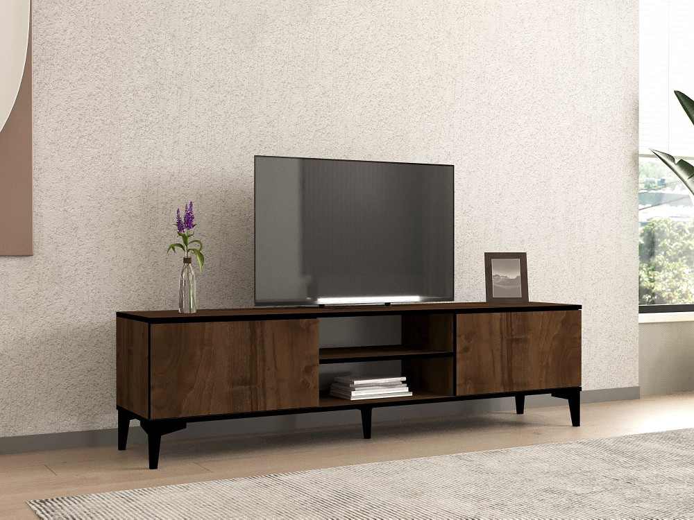 Soporte de TV de madera "Erem" - 180 x 40 x 45 cm - NogalNegro