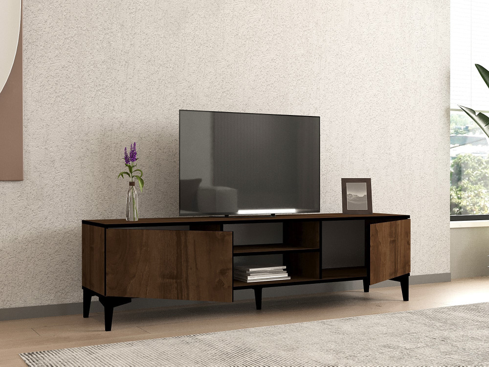 Soporte de TV de madera "Erem" - 180 x 40 x 45 cm - NogalNegro