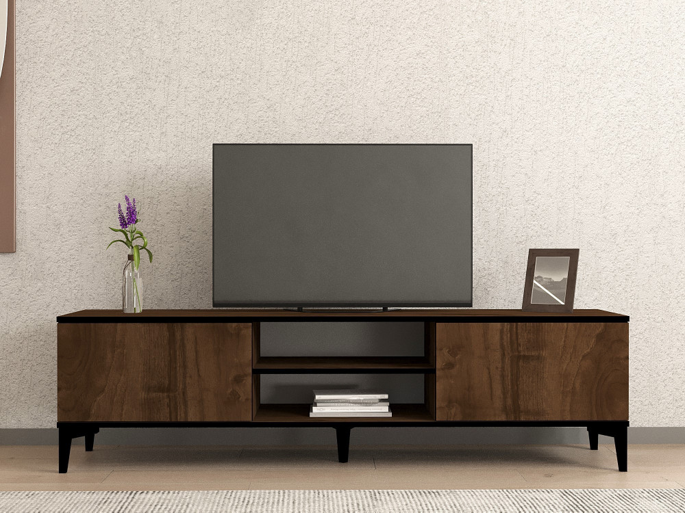 Soporte de TV de madera "Erem" - 180 x 40 x 45 cm - NogalNegro