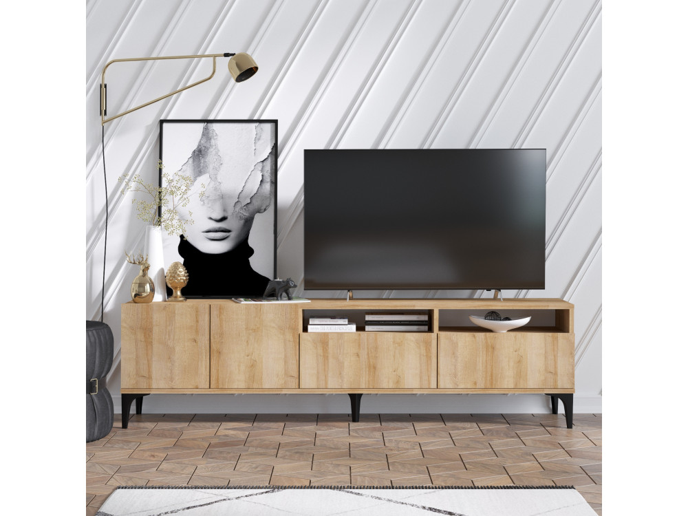 Soporte de TV de madera "Ross" - 180 x 35 x 52 cm - Roble