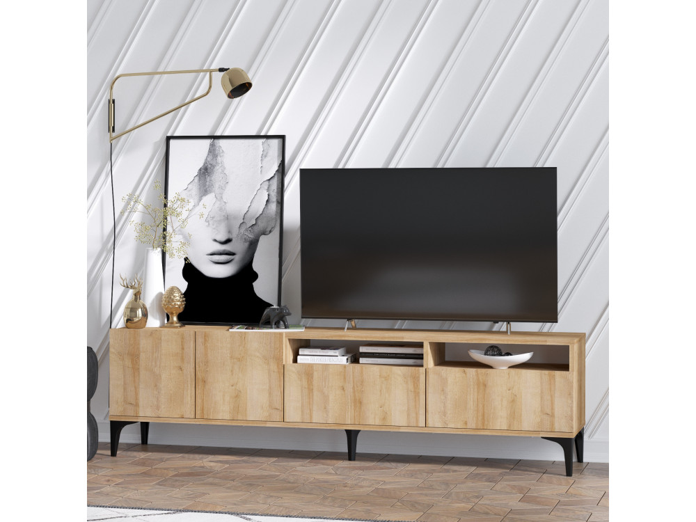 Soporte de TV de madera "Ross" - 180 x 35 x 52 cm - Roble