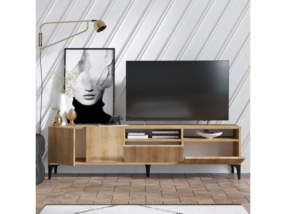 Soporte de TV de madera "Ross" - 180 x 35 x 52 cm - Roble
