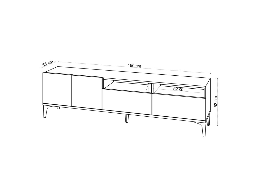 Soporte de TV de madera "Ross" - 180 x 35 x 52 cm - Roble