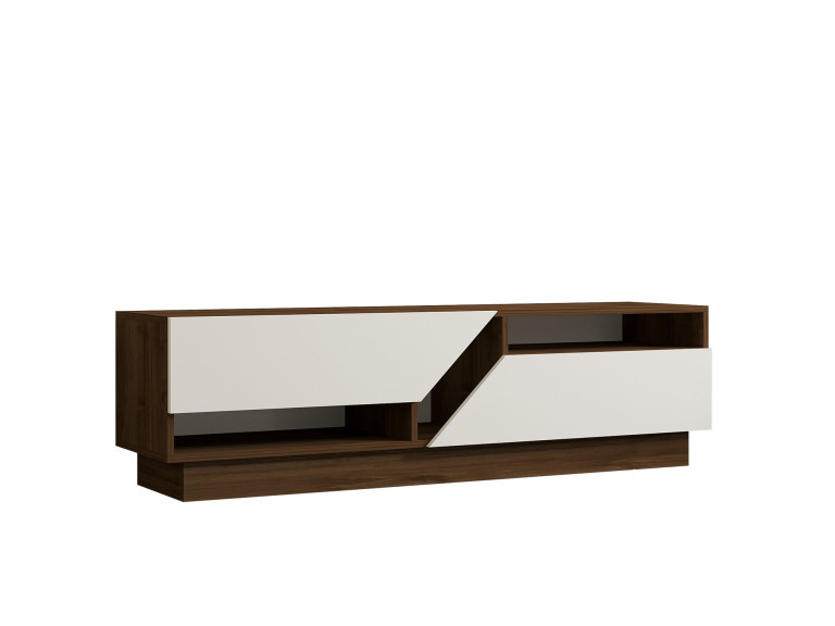 Soporte de TV de madera "Koza" - 160 x 40 x 45 cm - NogalBlanco