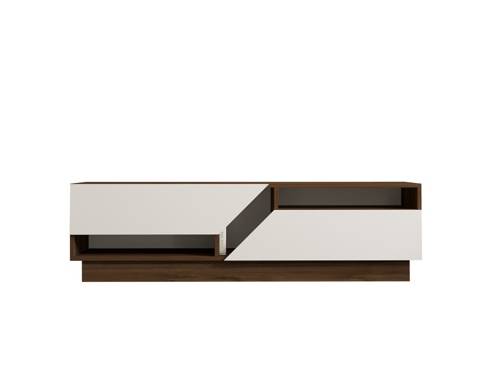 Soporte de TV de madera "Koza" - 160 x 40 x 45 cm - NogalBlanco