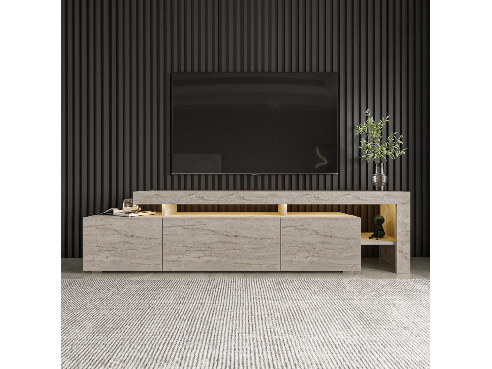 Soporte de TV de madera "Beliz" - 192 x 37 x 53 cm - Travertino