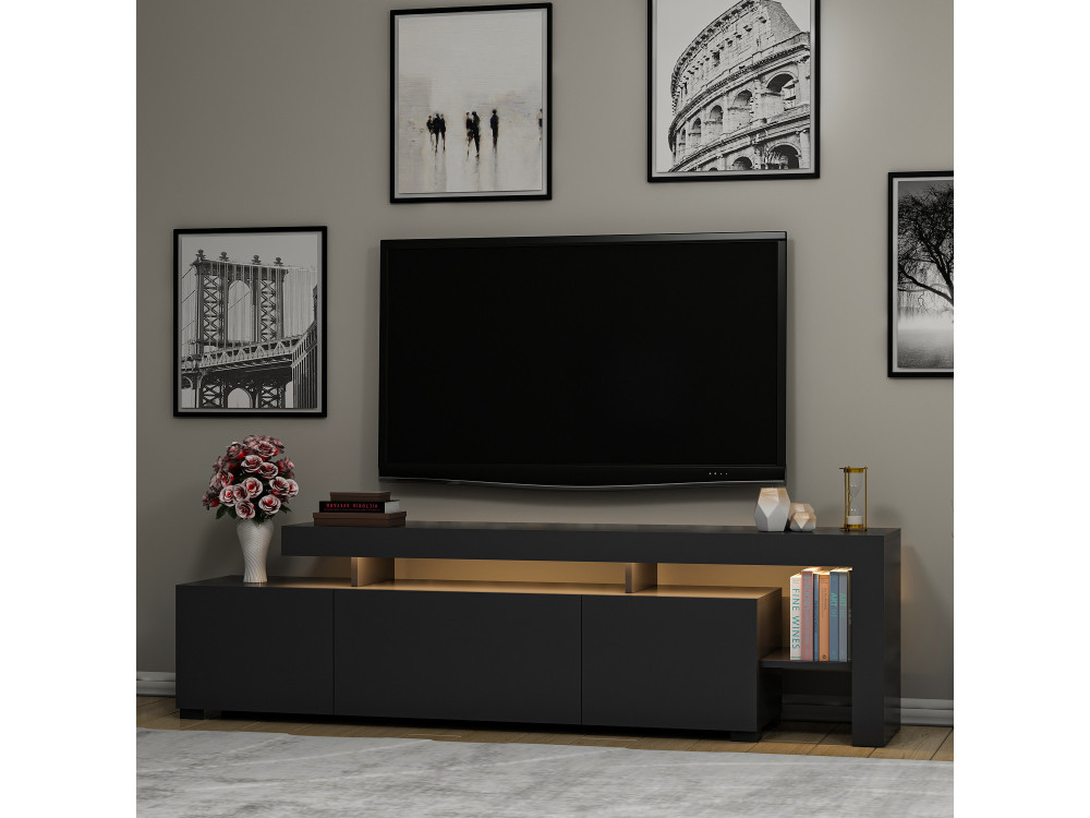 Soporte de TV de madera "Beliz" - 192 x 37 x 53 cm - Antracita