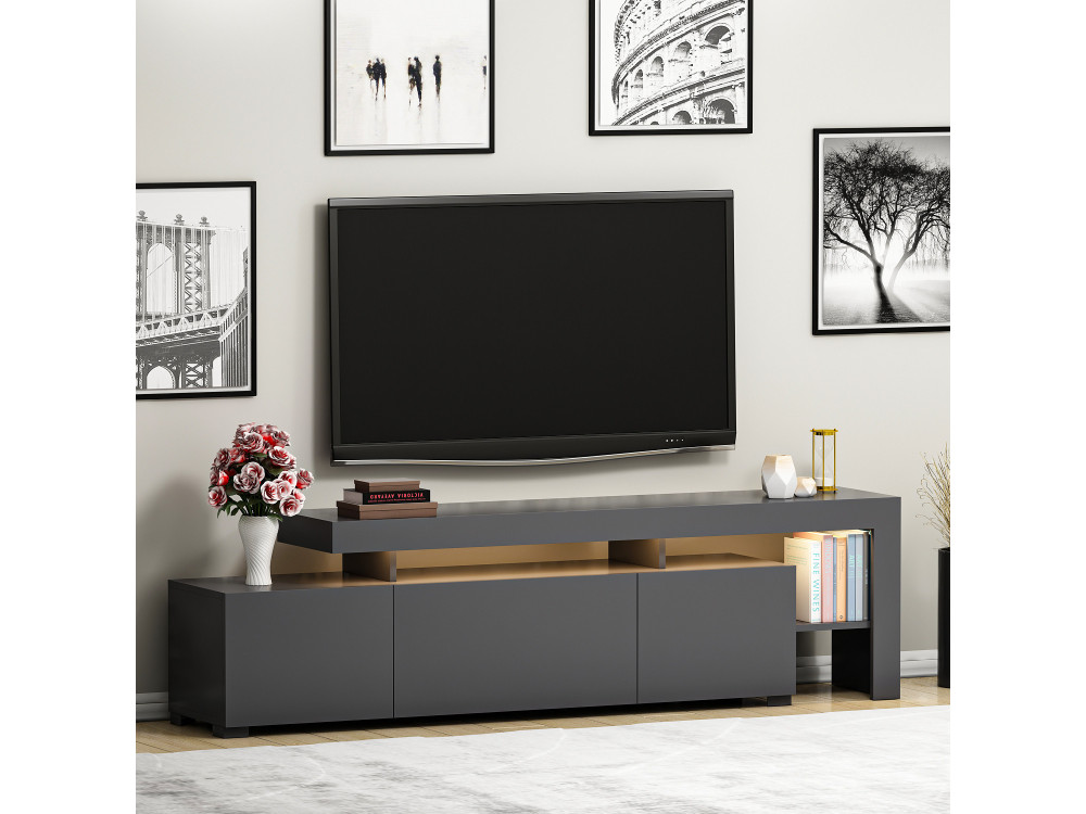 Soporte de TV de madera "Beliz" - 192 x 37 x 53 cm - Antracita