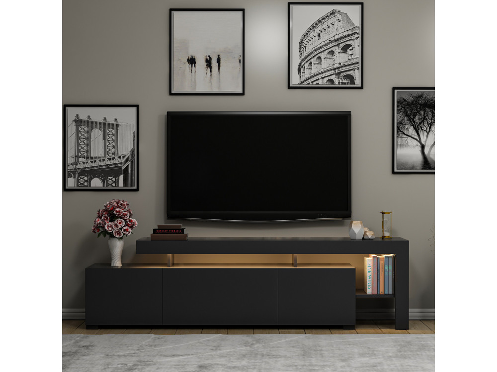Soporte de TV de madera "Beliz" - 192 x 37 x 53 cm - Antracita