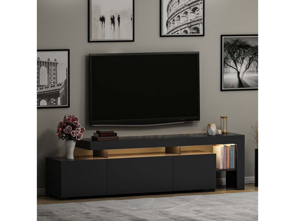Soporte de TV de madera "Beliz" - 192 x 37 x 53 cm - Antracita