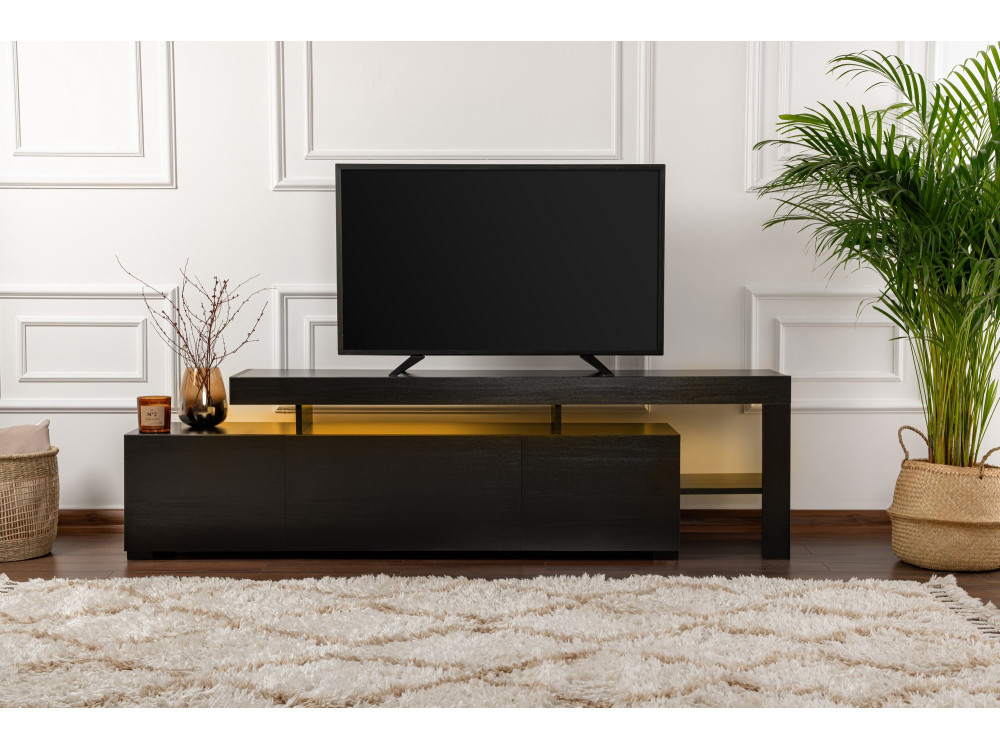 Soporte de TV de madera "Beliz" 192 x 37 x 53 cm - Madera negra