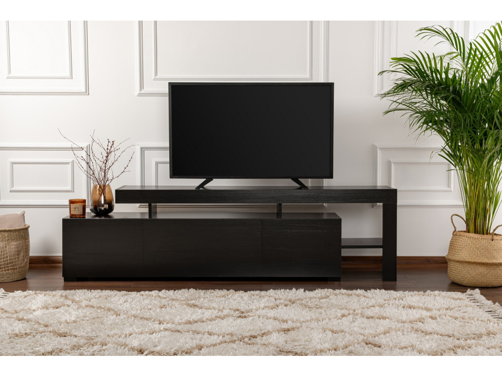 Soporte de TV de madera "Beliz" 192 x 37 x 53 cm - Madera negra