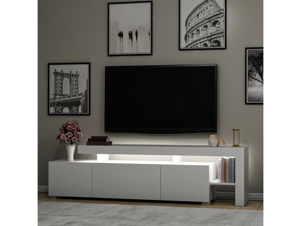 Soporte de TV de madera "Beliz" 192 x 37 x 53 cm - Blanco