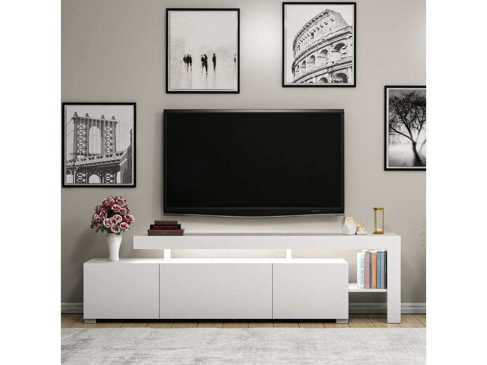 Soporte de TV de madera "Beliz" 192 x 37 x 53 cm - Blanco