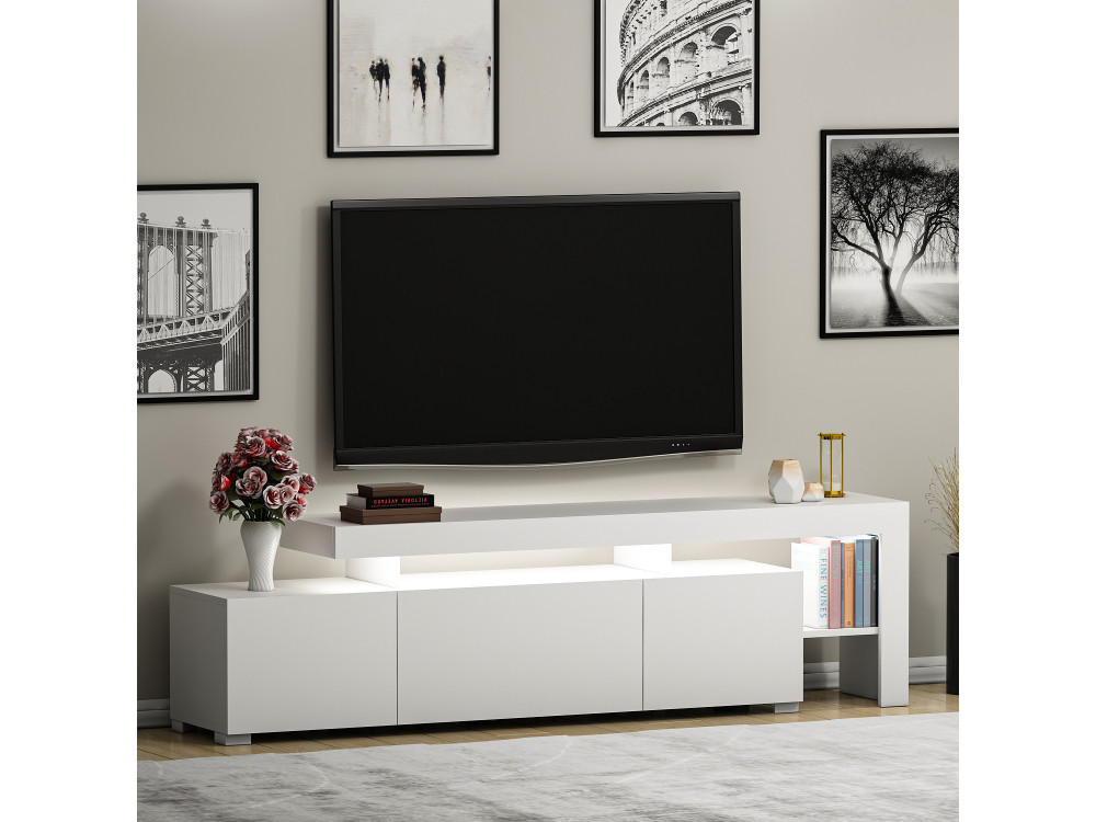 Soporte de TV de madera "Beliz" 192 x 37 x 53 cm - Blanco