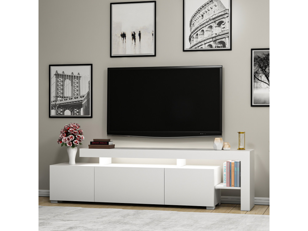 Soporte de TV de madera "Beliz" 192 x 37 x 53 cm - Blanco