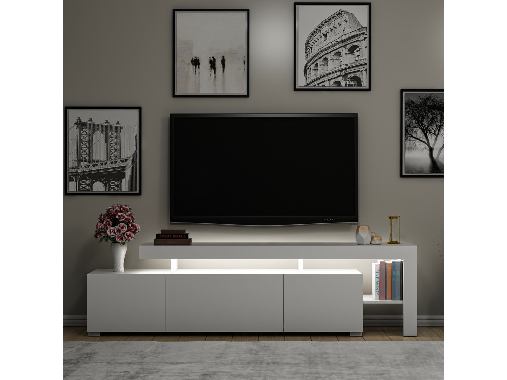 Soporte de TV de madera "Beliz" 192 x 37 x 53 cm - Blanco