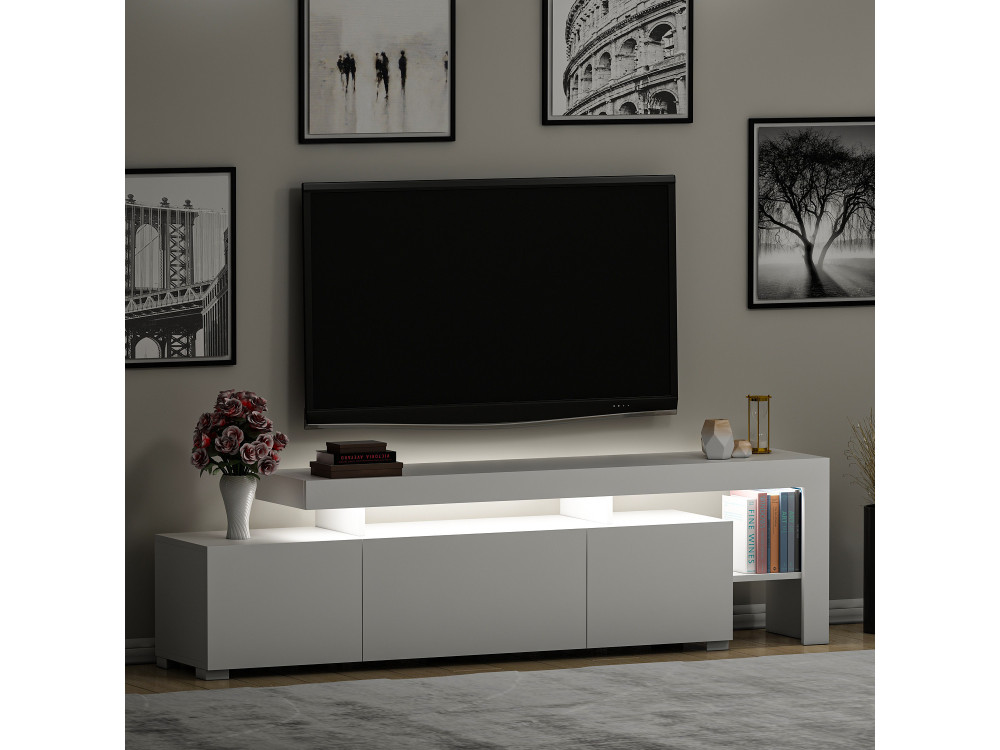 Soporte de TV de madera "Beliz" 192 x 37 x 53 cm - Blanco