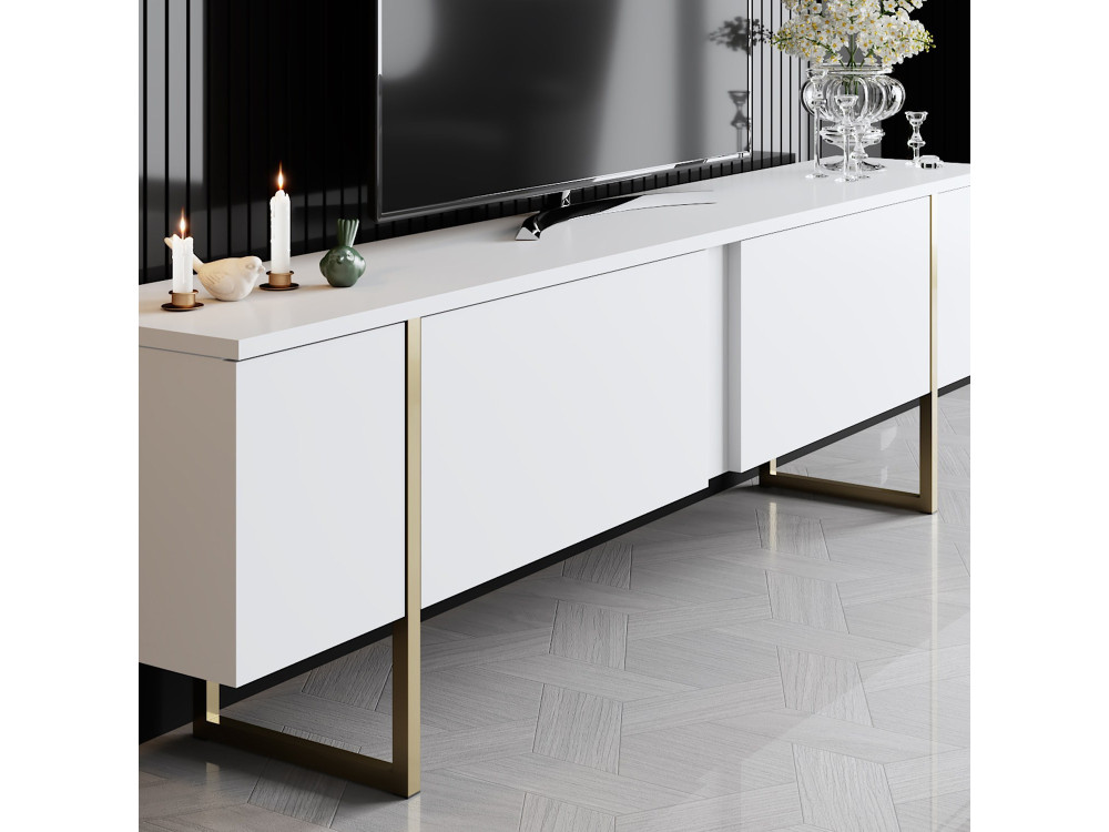 Soporte de TV de madera "Luxe" - 180 x 30 x 50 cm - Oro blanco