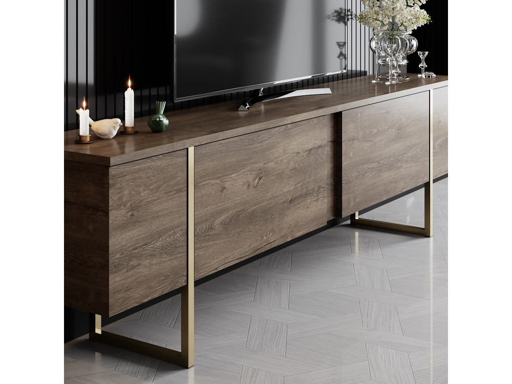 Soporte de TV de madera "Luxe" - 180 x 30 x 50 cm - NogalOro
