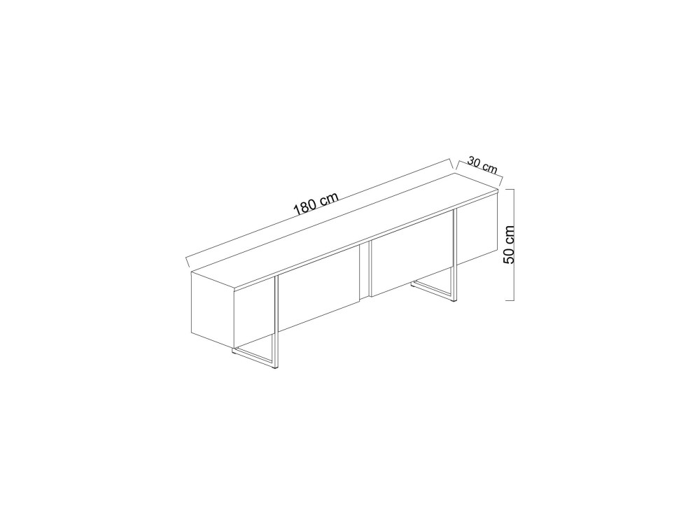 Soporte de TV de madera "Luxe" - 180 x 30 x 50 cm - TravertinoNegro