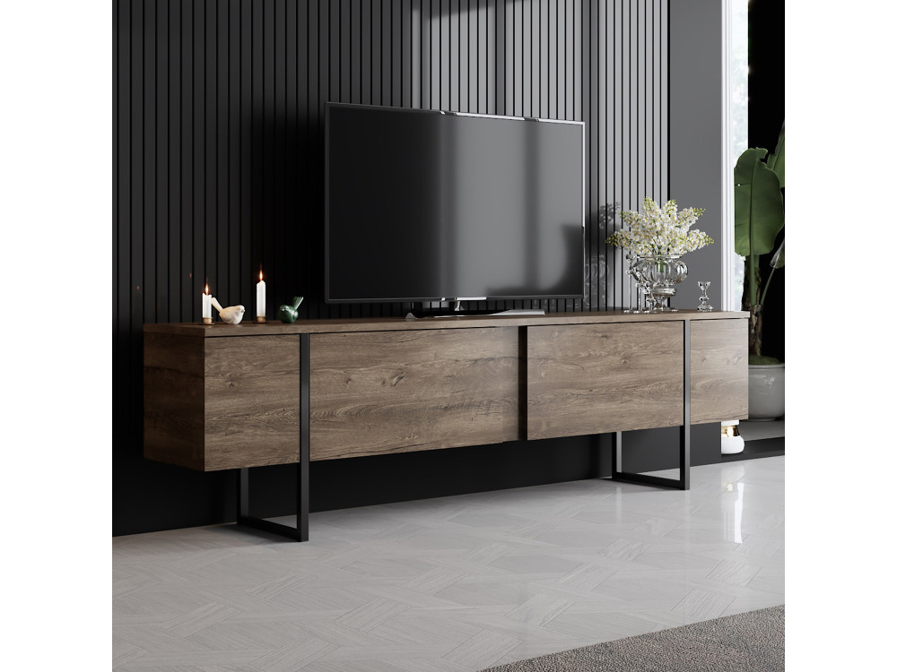 Soporte de TV de madera "Luxe" - 180 x 30 x 50 cm - NogalNegro