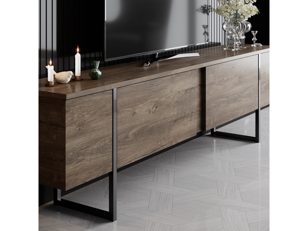 Soporte de TV de madera "Luxe" - 180 x 30 x 50 cm - NogalNegro