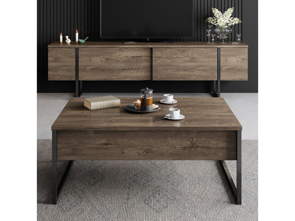 Soporte de TV de madera "Luxe" - 180 x 30 x 50 cm - NogalNegro