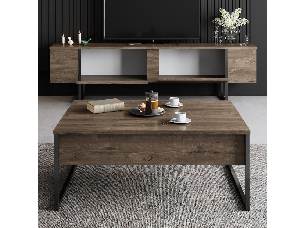 Soporte de TV de madera "Luxe" - 180 x 30 x 50 cm - NogalNegro