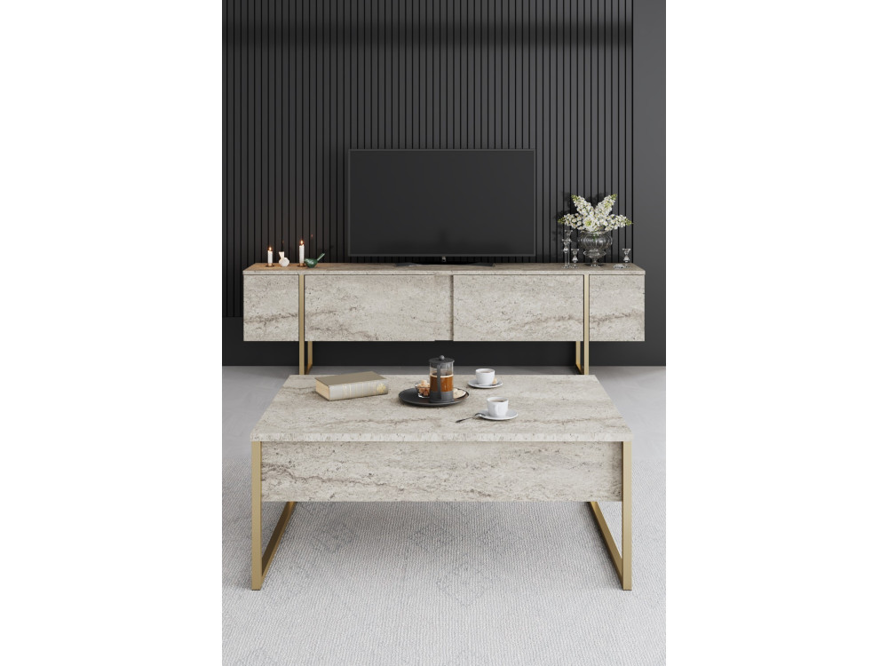 Soporte de TV de madera "Luxe" - 180 x 30 x 50 cm - TravertinOr