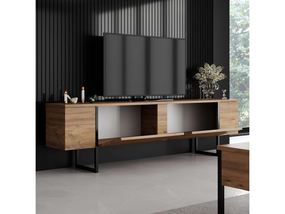 Soporte de TV de madera "Luxe" - 180 x 30 x 50 cm - Marrón