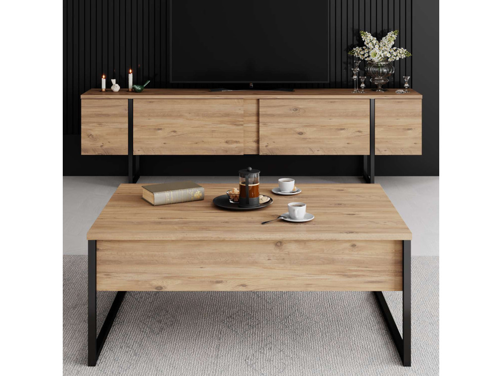 Soporte de TV de madera "Luxe" - 180 x 30 x 50 cm - Marrón