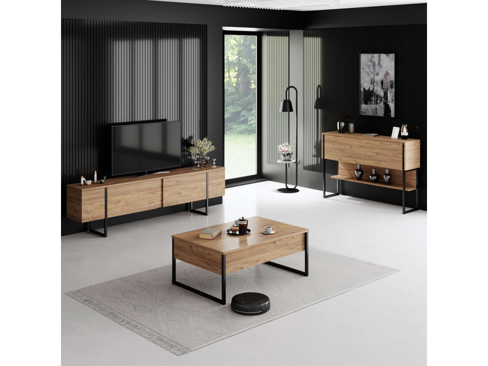 Soporte de TV de madera "Luxe" - 180 x 30 x 50 cm - Marrón