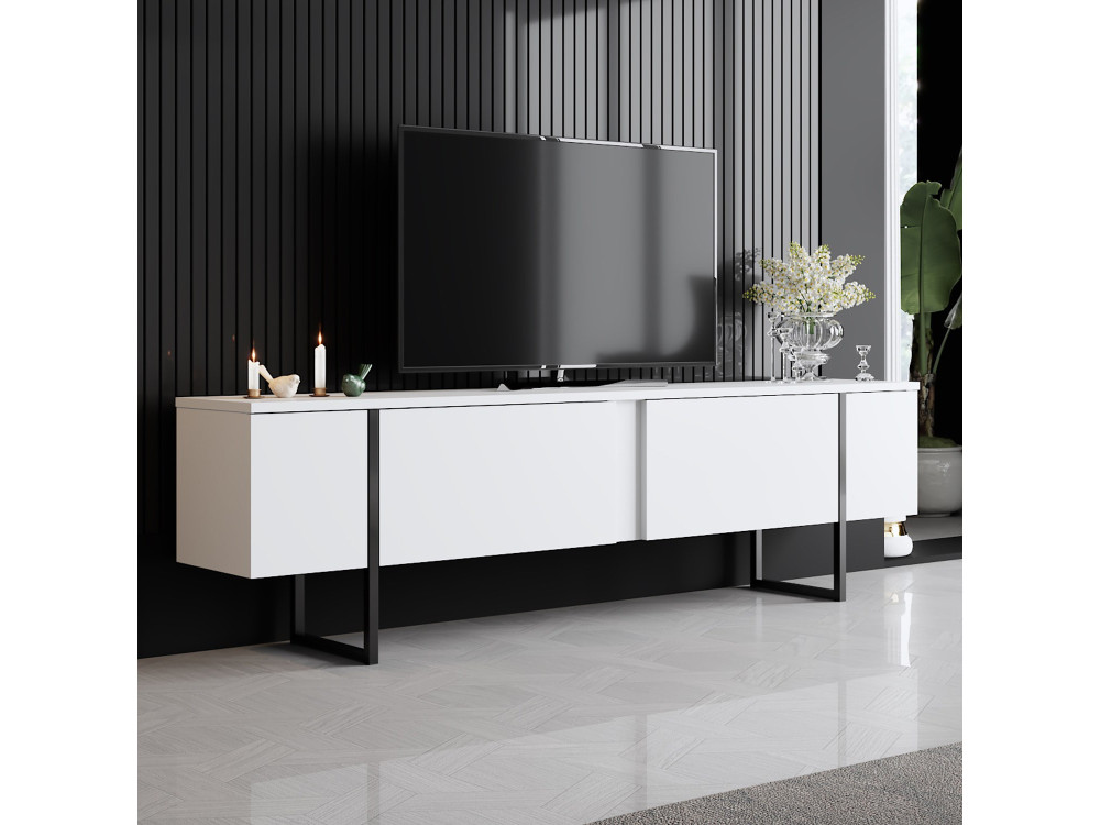 Soporte de TV de madera "Luxe" - 180 x 30 x 50 cm - Blanco