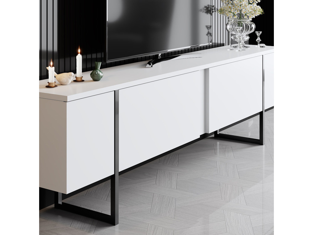 Soporte de TV de madera "Luxe" - 180 x 30 x 50 cm - Blanco