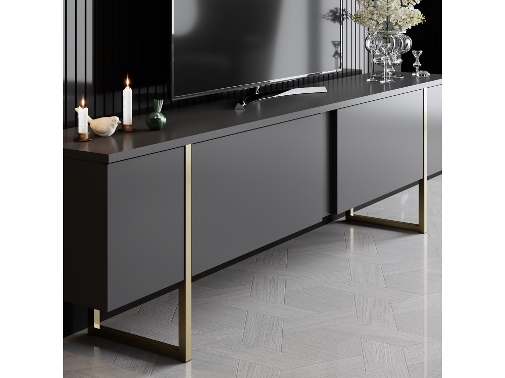 Soporte de TV de madera "Luxe" - 180 x 30 x 50 cm - Oro