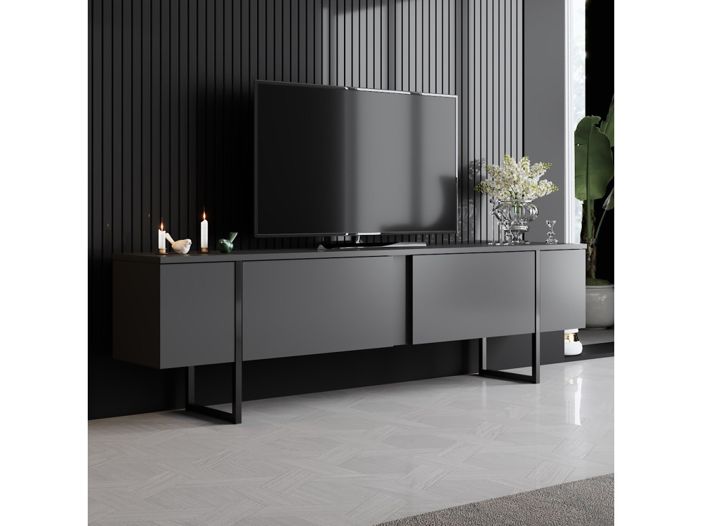 Soporte de TV de madera "Luxe" - 180 x 30 x 50 cm - Negro