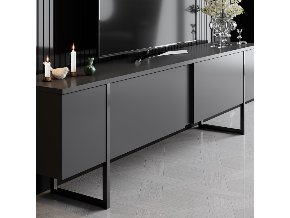 Soporte de TV de madera "Luxe" - 180 x 30 x 50 cm - Negro