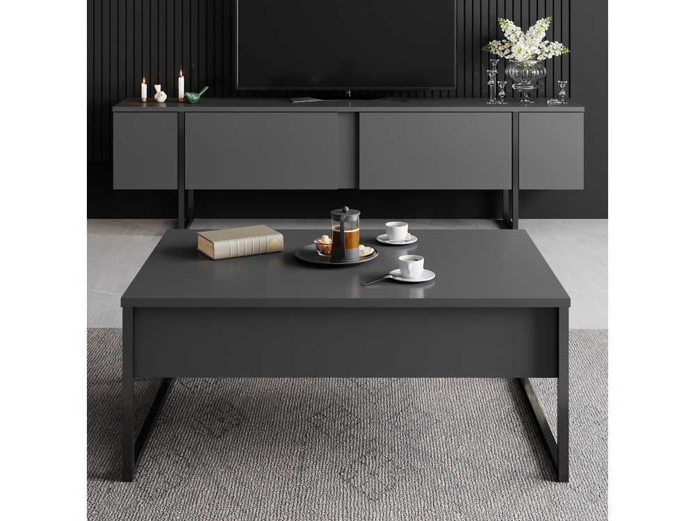 Soporte de TV de madera "Luxe" - 180 x 30 x 50 cm - Negro