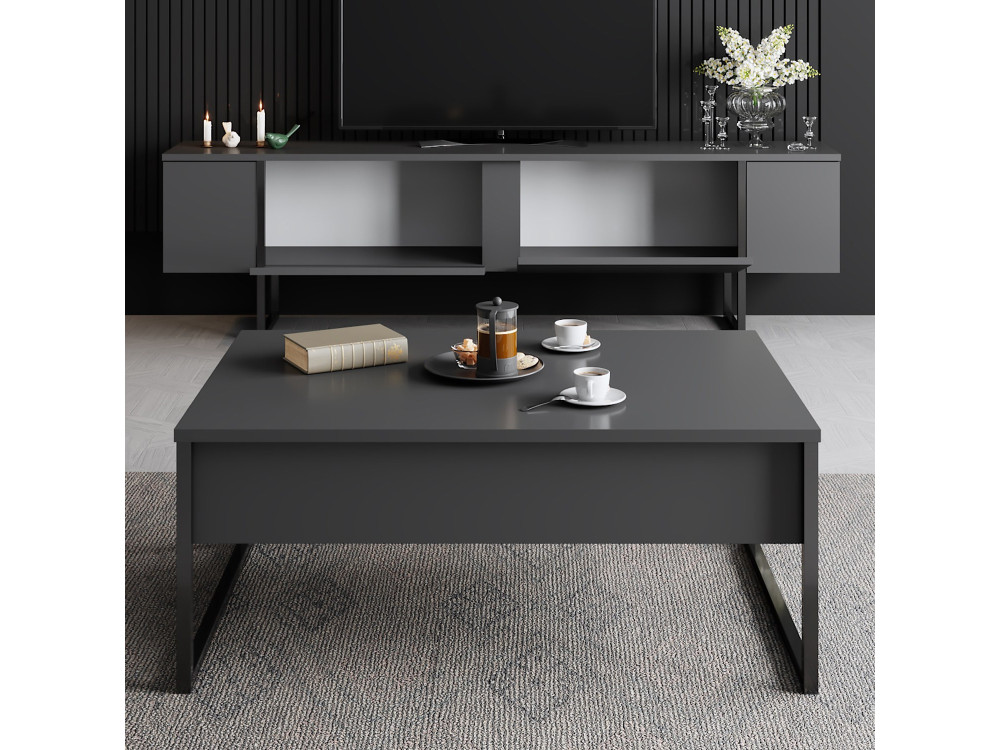 Soporte de TV de madera "Luxe" - 180 x 30 x 50 cm - Negro