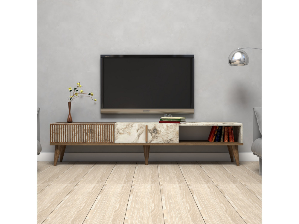 Soporte de TV de madera "Milan" - 180 x 35 x 40 cm - NogalBlanco