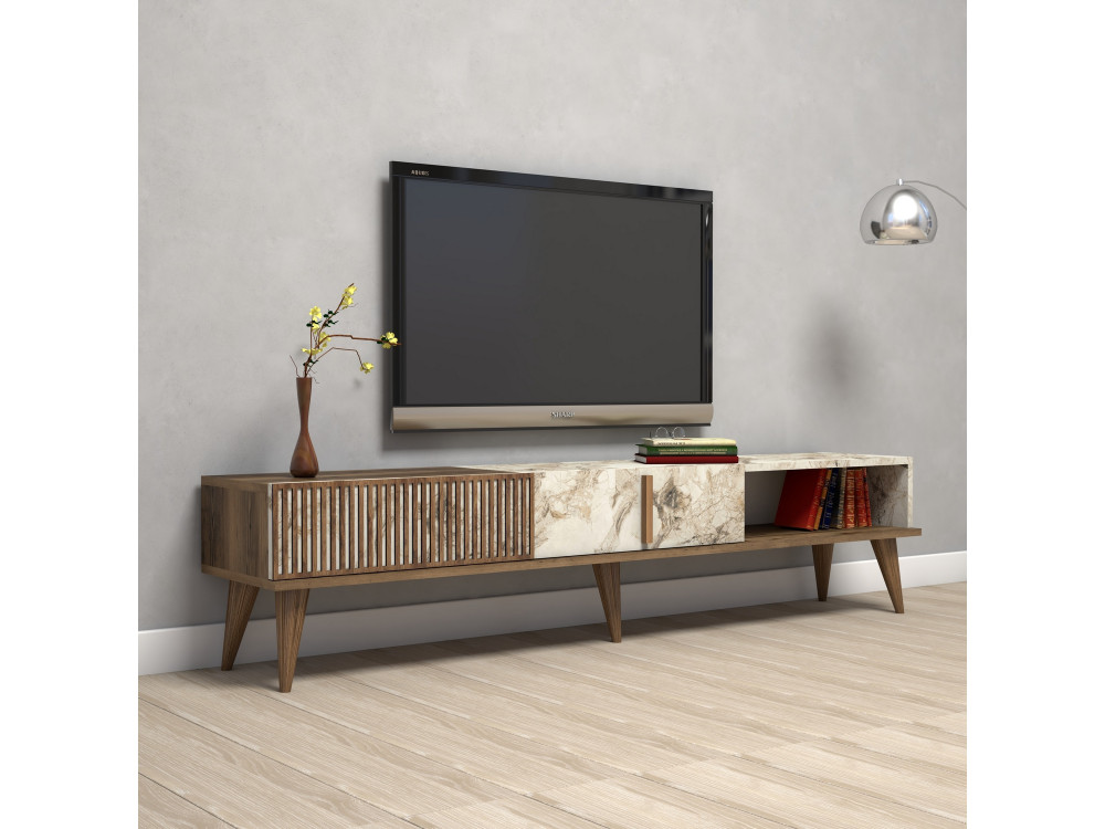 Soporte de TV de madera "Milan" - 180 x 35 x 40 cm - NogalBlanco