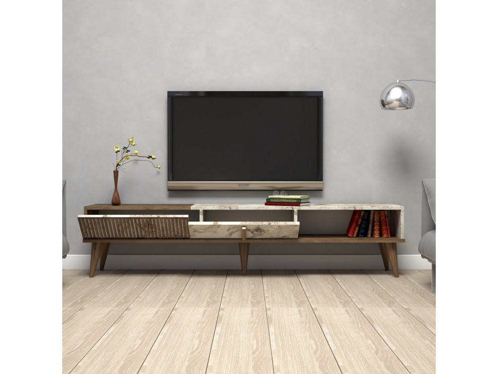 Soporte de TV de madera "Milan" - 180 x 35 x 40 cm - NogalBlanco