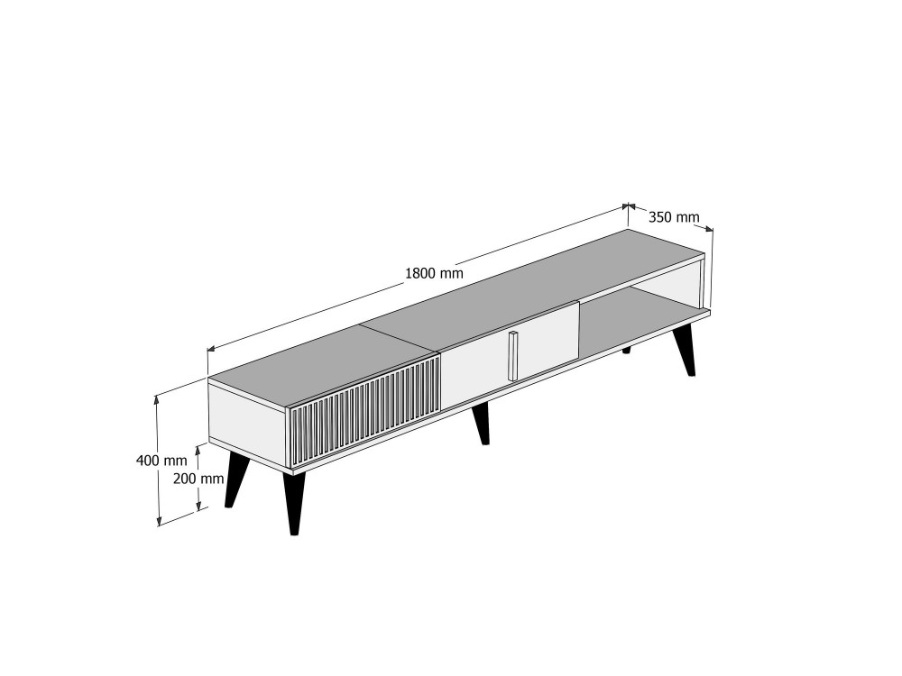 Soporte de TV de madera "Milan" - 180 x 35 x 40 cm - NogalBlanco